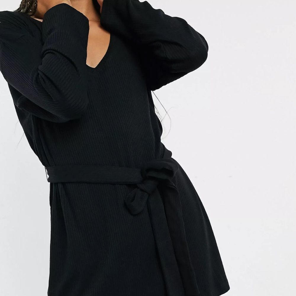 NEW Lindex Filippa eco viscose rib wrap front lounge top in black​​